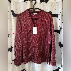 Halston Red Patterned Blouse